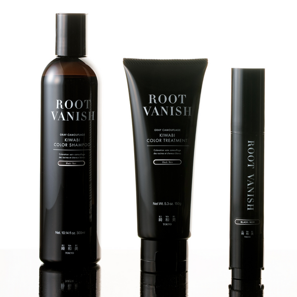ROOT VANISH カラーシャンプー・トリートメント・白髪隠しブラシセット 白髪用3点セット カラーシャンプー＆カラートリートメント＆白髪